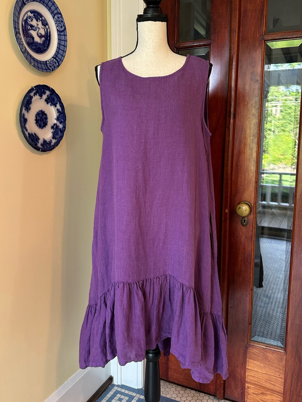 Bryn Walker | Angelita Purple Linen Sleeveless Ruffle Hem Dress, Size M, NWT